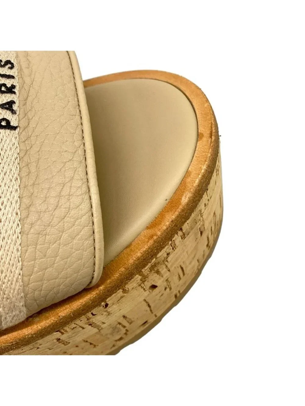 Dior Sandals 37 D Way Beige Wedge Sole Leather